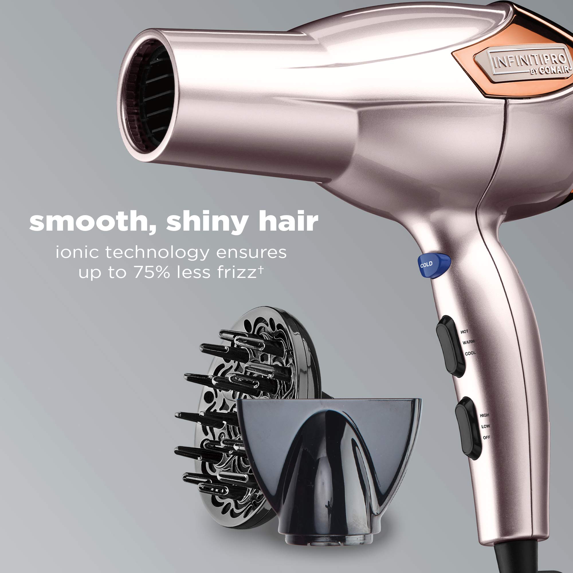 Foto 5 pulgar | Secador De Pelo Conair Infinitipro Volume Shine 1875w Rose Gold - Venta Internacional.