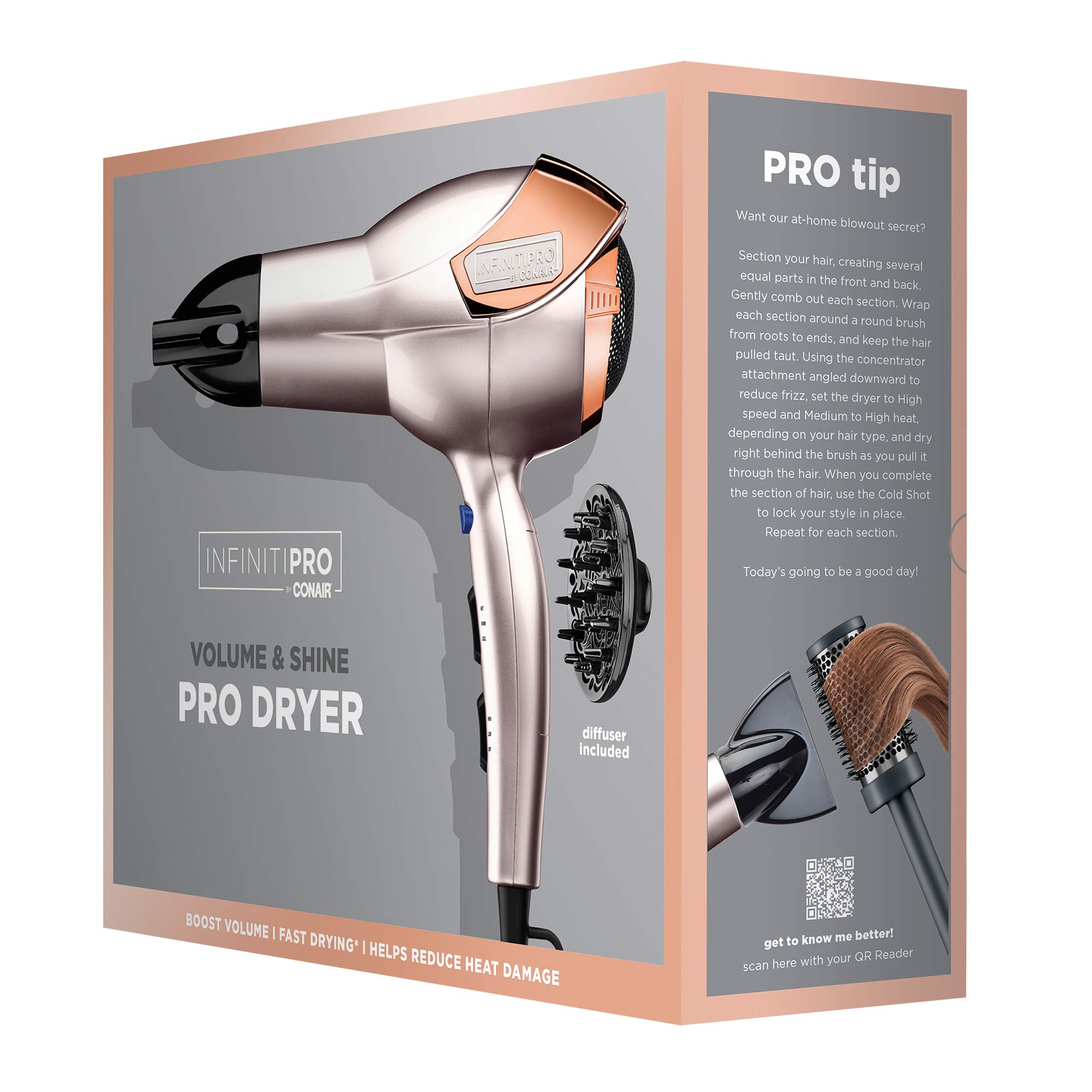 Foto 8 pulgar | Secador De Pelo Conair Infinitipro Volume Shine 1875w Rose Gold - Venta Internacional.