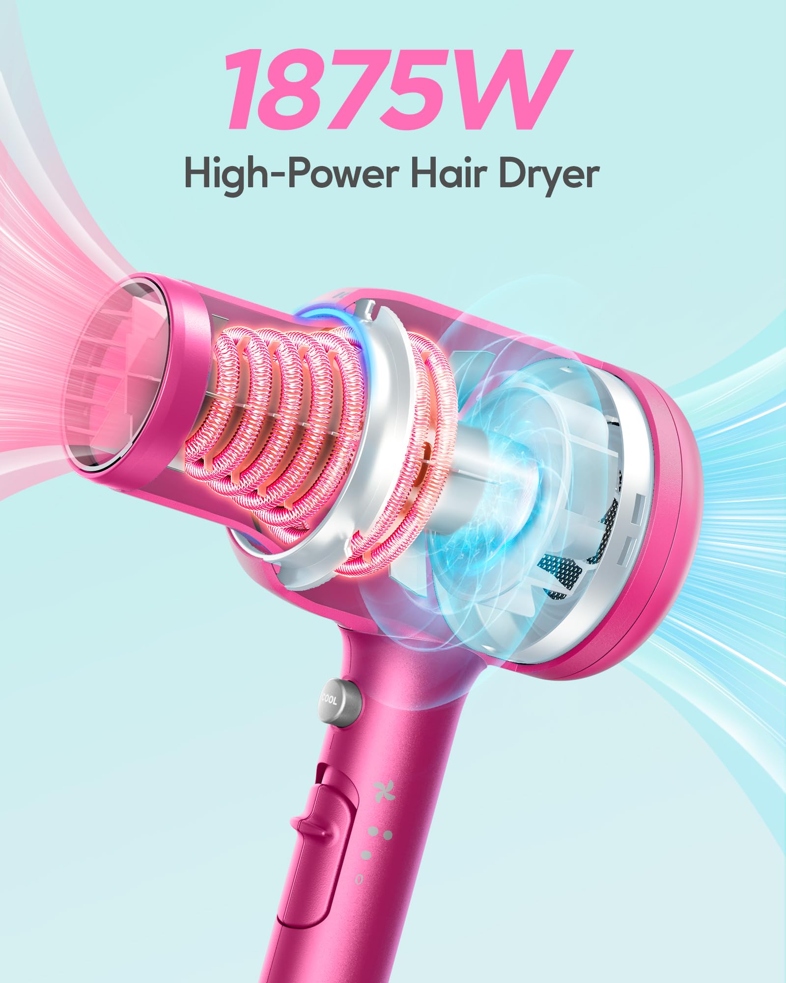 Foto 4 pulgar | Secador De Pelo Wavytalk, Iones Negativos, 1875 W, Con Accesorios, Color Fucsia - Venta Internacional.