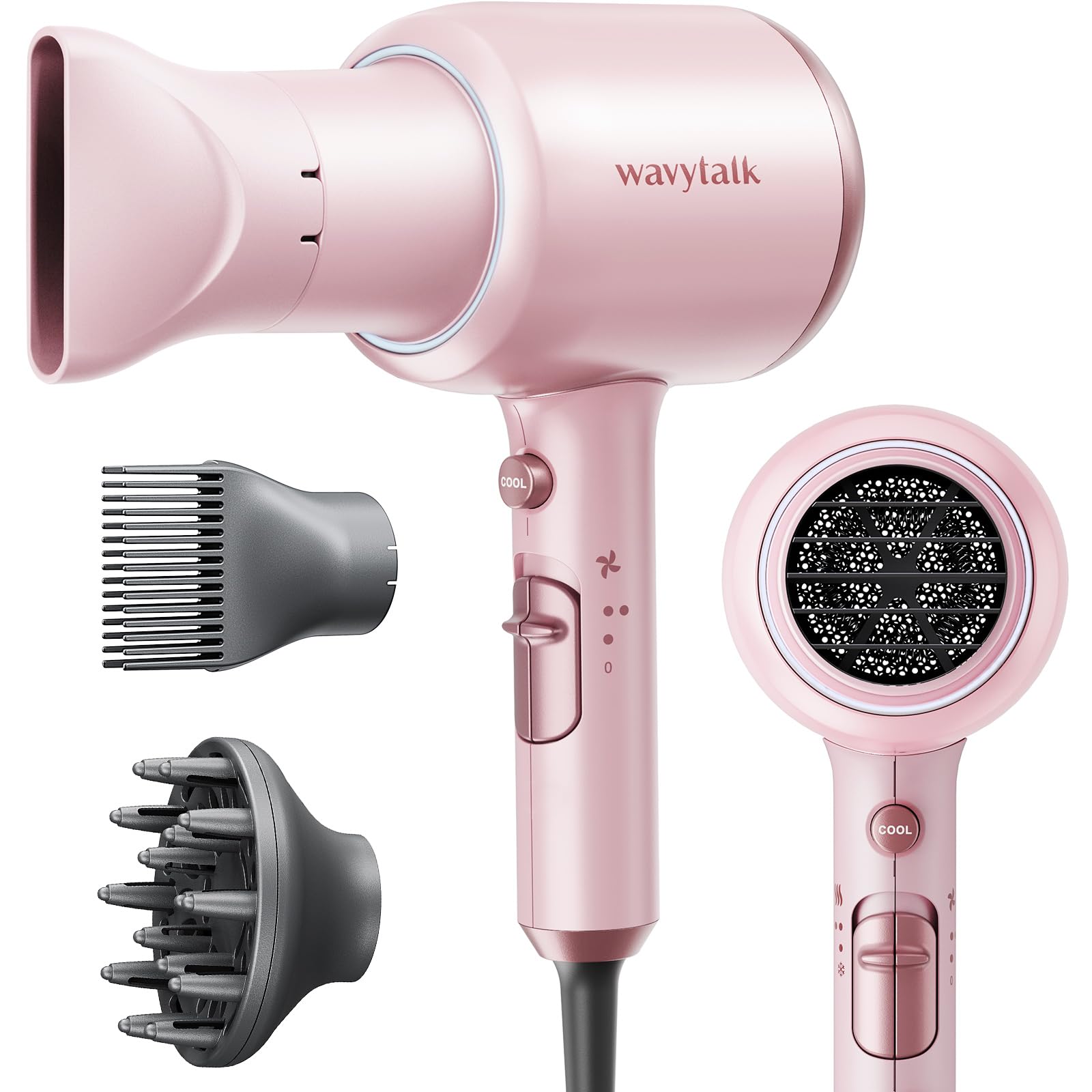 Foto 2 pulgar | Secador De Pelo Wavytalk Professional 1875w Con Difusor Rosa - Venta Internacional.