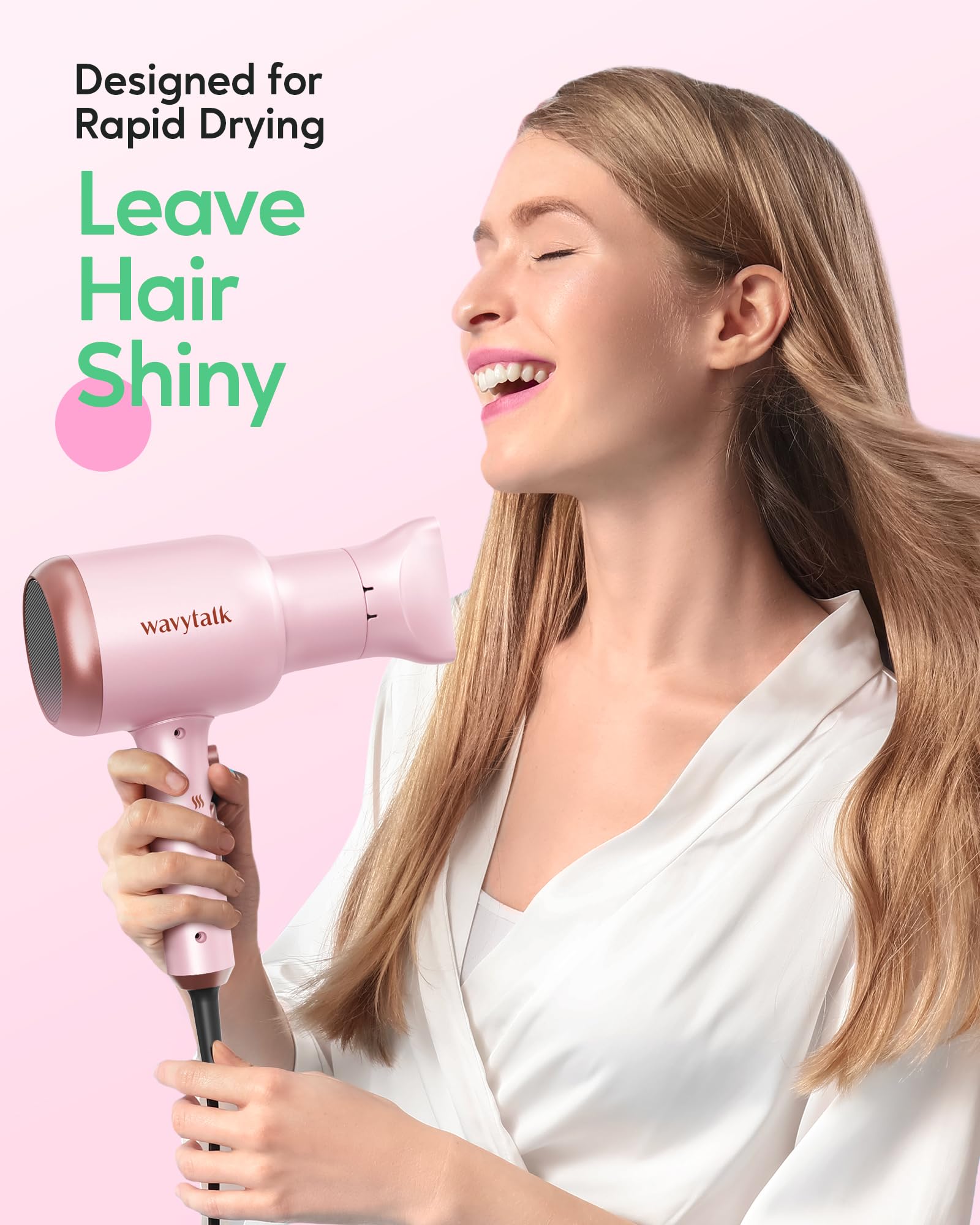 Foto 3 pulgar | Secador De Pelo Wavytalk Professional 1875w Con Difusor Rosa - Venta Internacional.