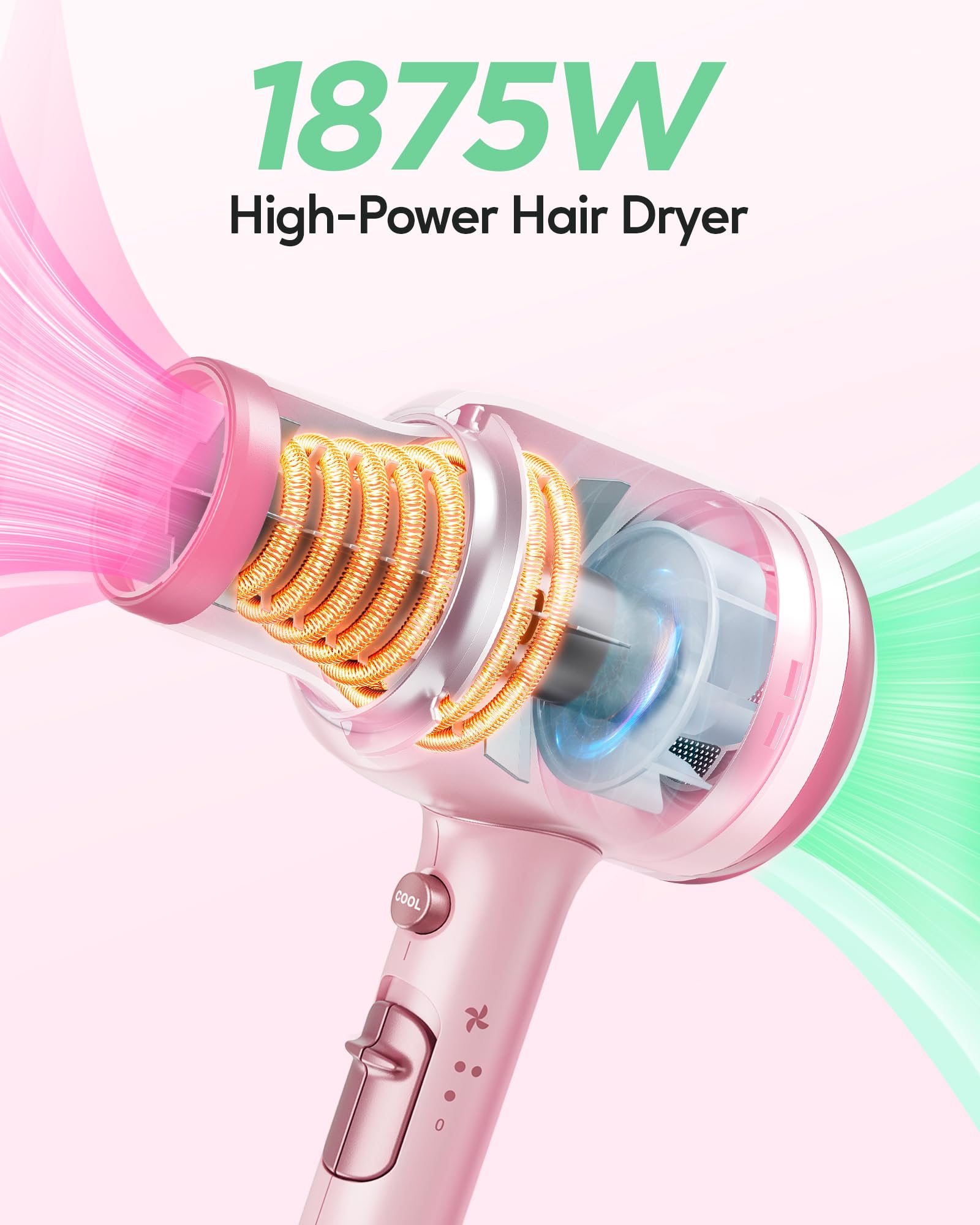 Foto 4 pulgar | Secador De Pelo Wavytalk Professional 1875w Con Difusor Rosa - Venta Internacional.