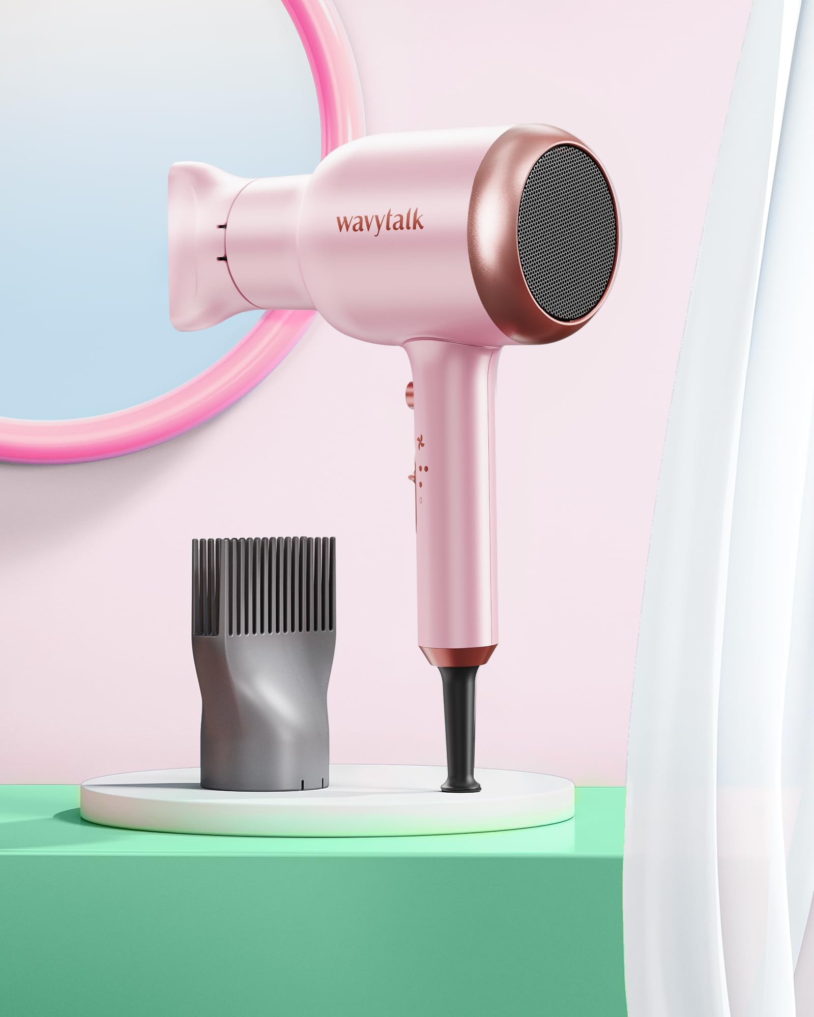 Foto 7 pulgar | Secador De Pelo Wavytalk Professional 1875w Con Difusor Rosa - Venta Internacional.