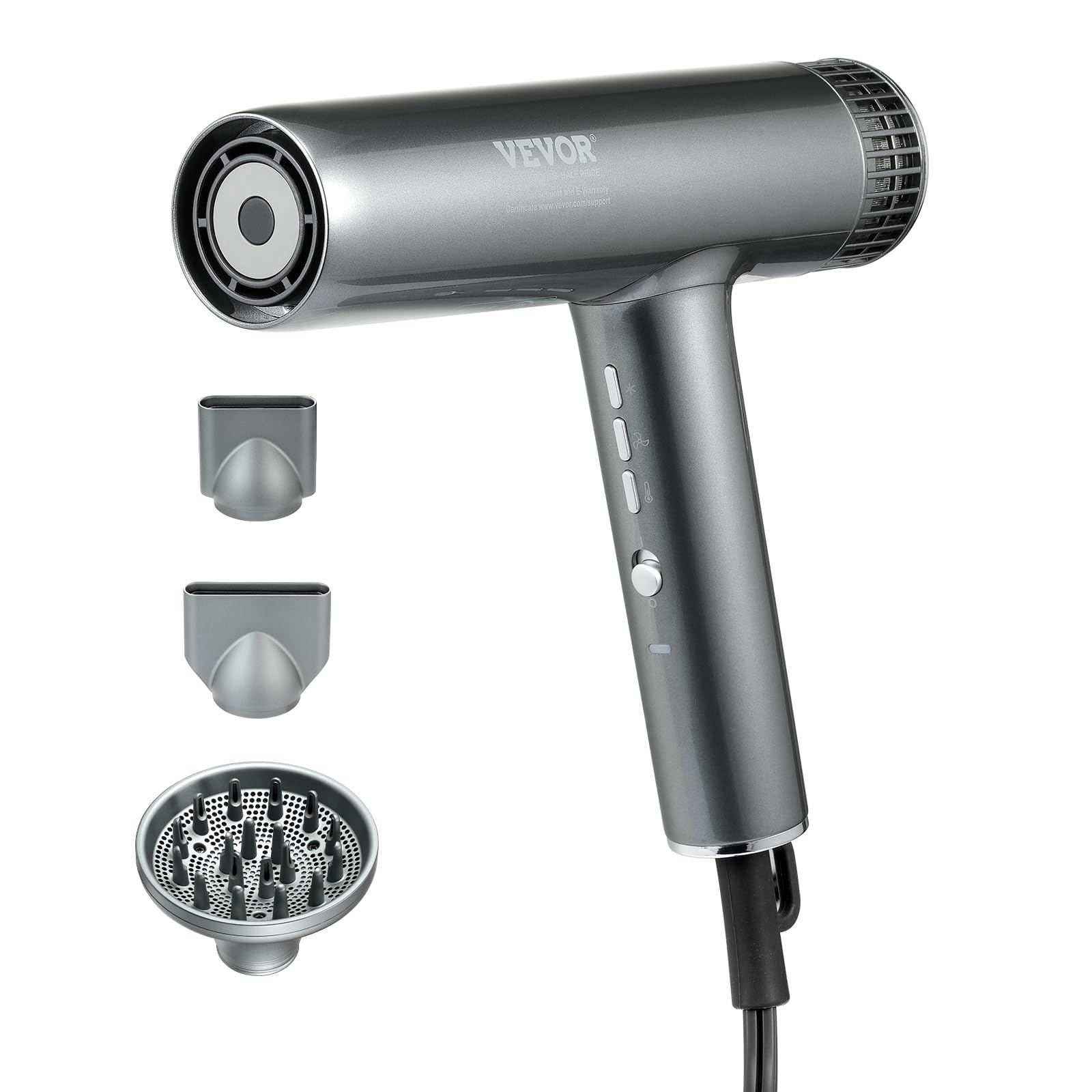 Foto 2 pulgar | Secador De Pelo Vevor Professional 1875 W, 3 Temperaturas, 3 Velocidades, Gris Oscuro - Venta Internacional.