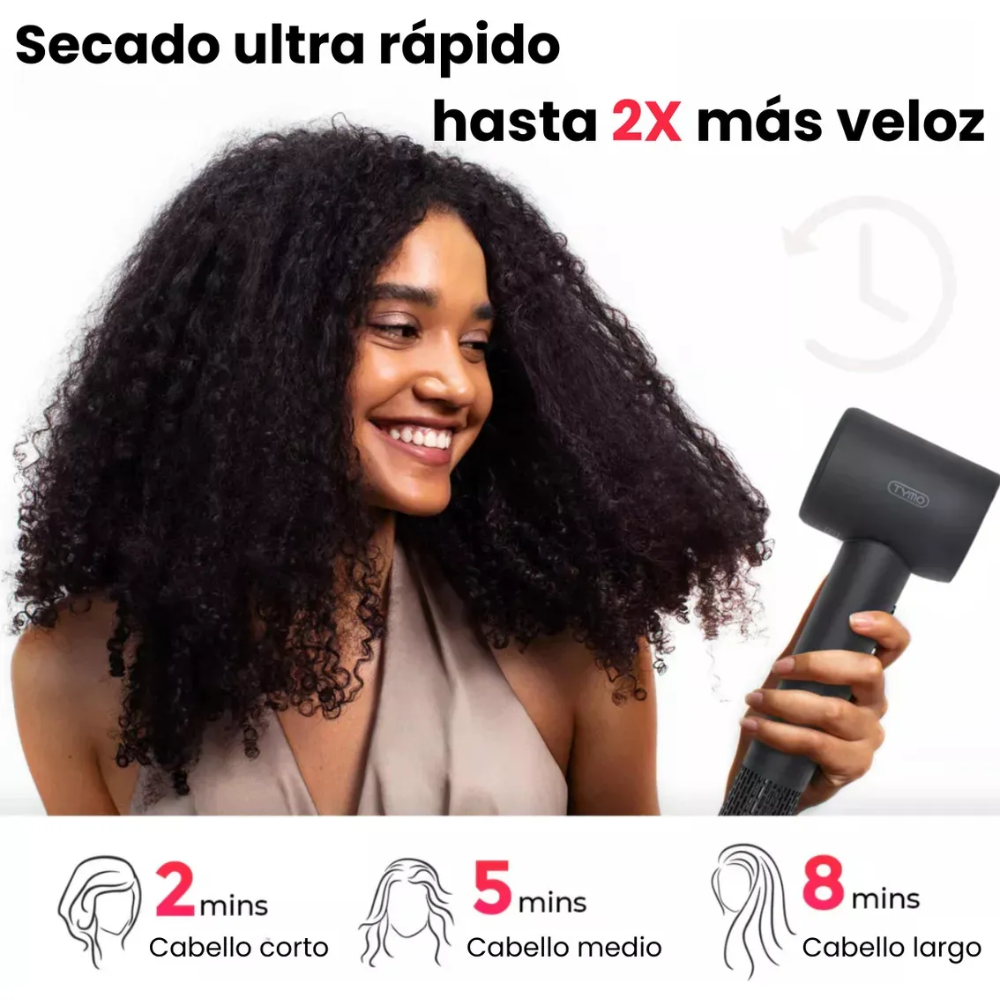 Foto 6 pulgar | Secadora De Cabello Con Difusor Tymo Airhype Lite Profesional Difusor Pelo Color Negro