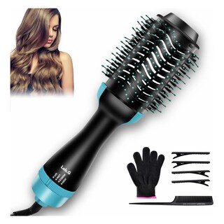 Foto 2 | Cepillo Secador Cabello Alaciador Rizado Aire Caliente 4 En1 Lab.g Azul