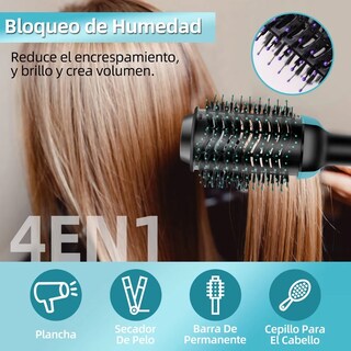 Foto 4 | Cepillo Secador Cabello Alaciador Rizado Aire Caliente 4 En1 Lab.g Azul