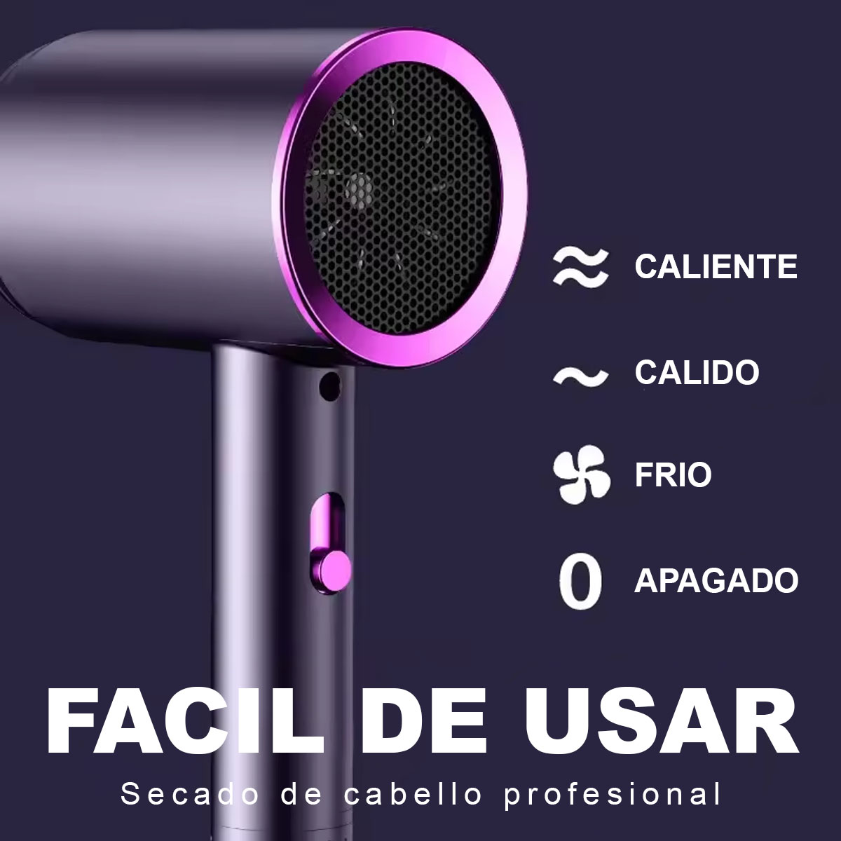 Foto 4 pulgar | Secadora De Cabello 2000w Kimhi Secador De Pelo Aire Caliente Y Frío De Tres Velocidades Secado Rapido