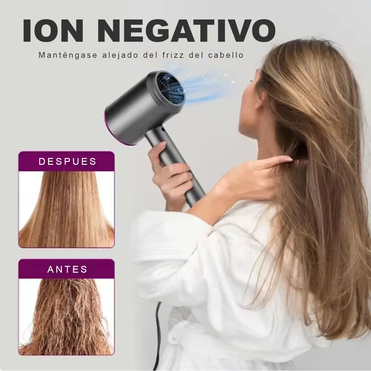 Foto 6 pulgar | Secadora De Cabello 2000w Kimhi Secador De Pelo Aire Caliente Y Frío De Tres Velocidades Secado Rapido
