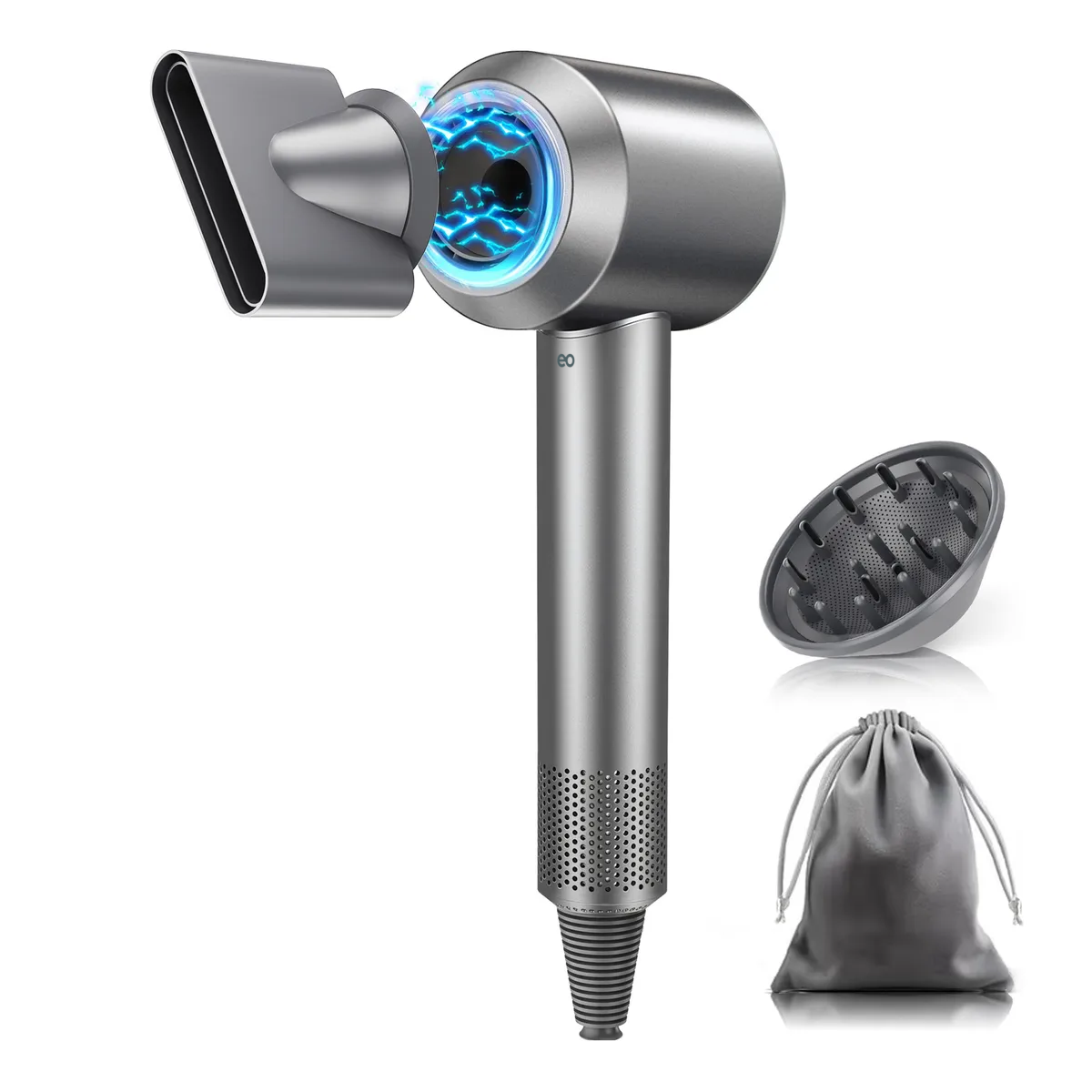 Secador De Cabello 110000rpm Con Iones Negativos Portátil  Eo Safe Importsesi-20367 Gris