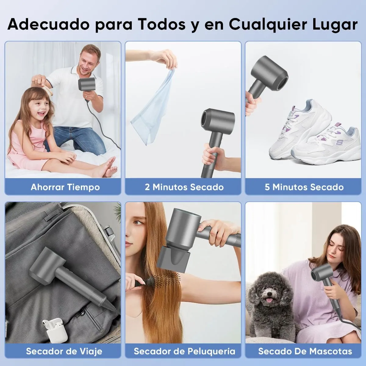 Foto 5 pulgar | Secador De Cabello 110000rpm Con Iones Negativos Portátil  Eo Safe Importsesi-20367 Gris