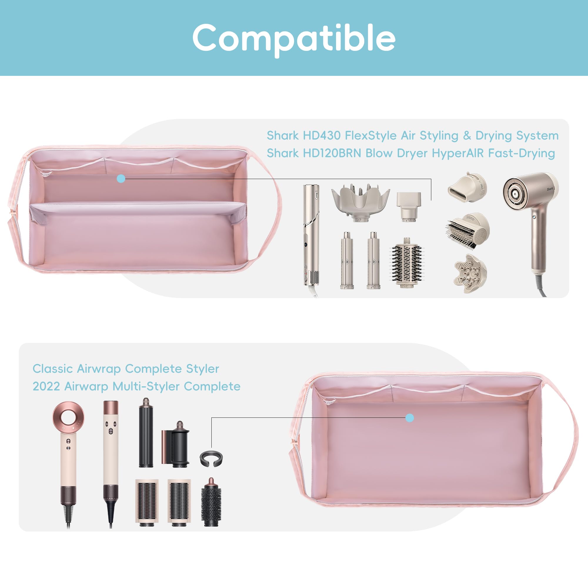 Foto 6 | Funda De Viaje Lexeeco Dyson Airwrap Con Secador De Pelo Shark  Color Rosa - Venta Internacional.