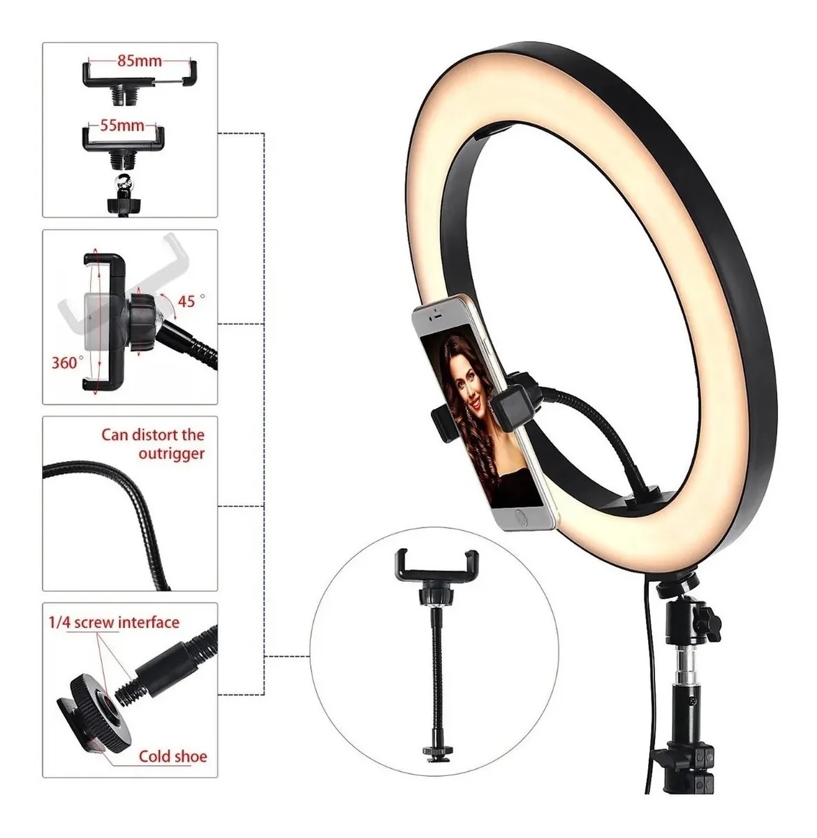 Foto 4 pulgar | Aro de Luz Led Regulable 3 tipos de Iluminación 30 cm de Diámetro