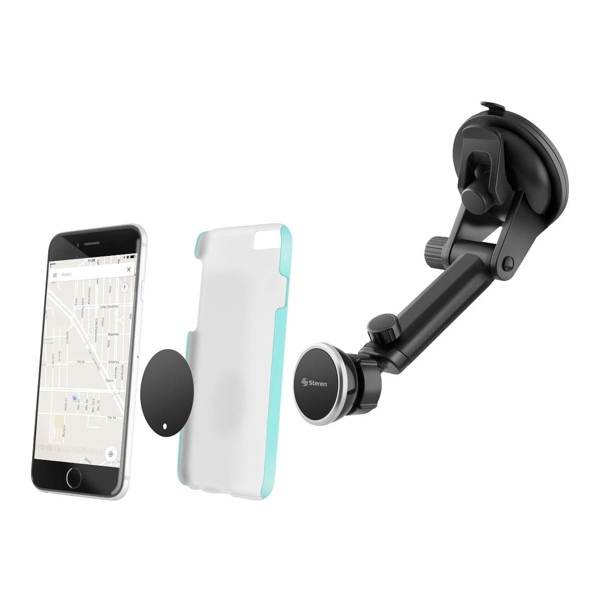 Foto 2 | Soporte para Celular Magnético con Brazo Extensible Steren Pod-297 Negro
