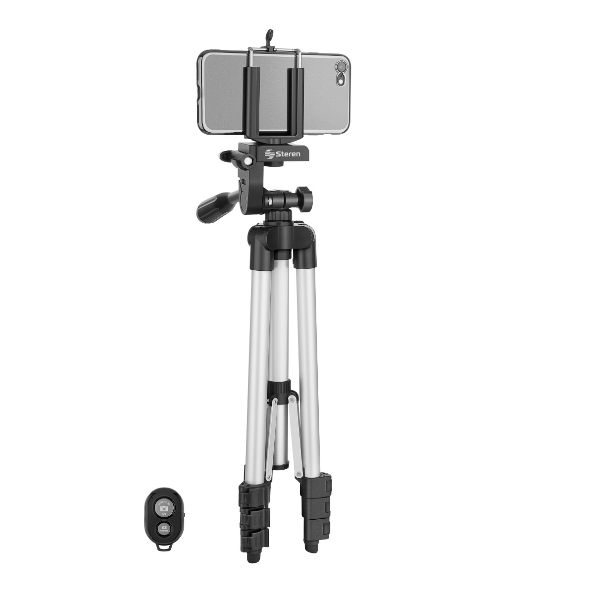 Tripié para Celular o Cámara Digital de Aluminio Steren Mov-049 Gris