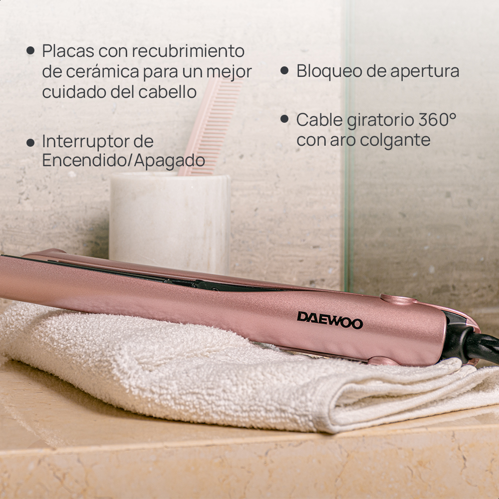 Foto 4 pulgar | Plancha Alisadora y Rizadora 2 en 1 Daewoo DST-3060 color Rosa