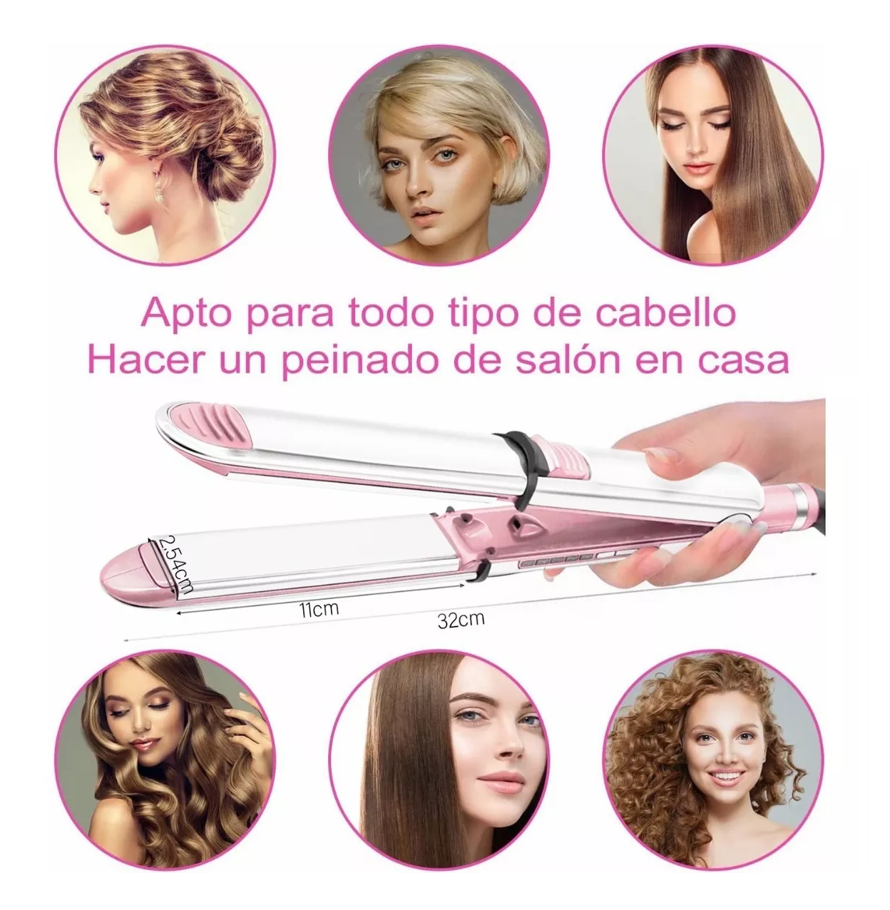 Foto 6 pulgar | Plancha de Cabello Profesional Belug con Guantes y 6 Clips color Rosa