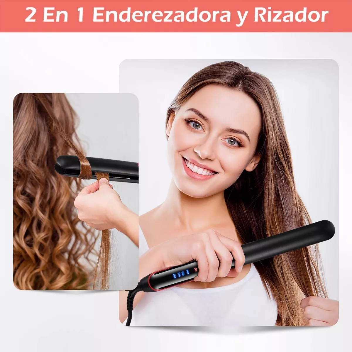 Foto 3 pulgar | Plancha de Cerámica Belug para Cabello con Guante color Negra con Rojo