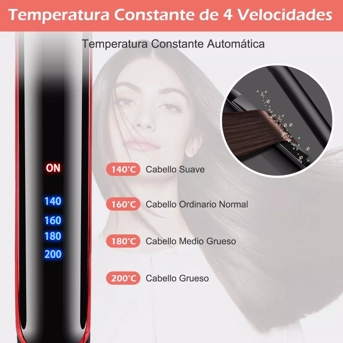 Foto 4 pulgar | Plancha de Cerámica Belug para Cabello con Guante color Negra con Rojo