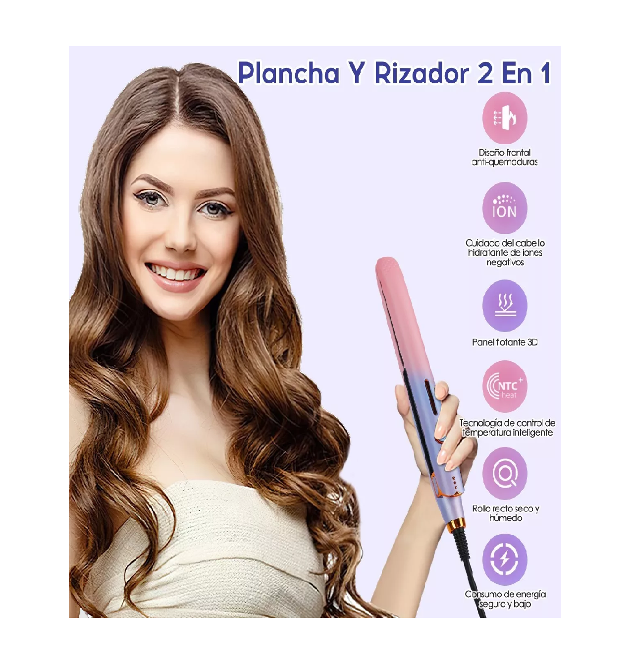 Foto 4 pulgar | Plancha para Cabello Belug de Cerámica Ion Profesional 170-230c