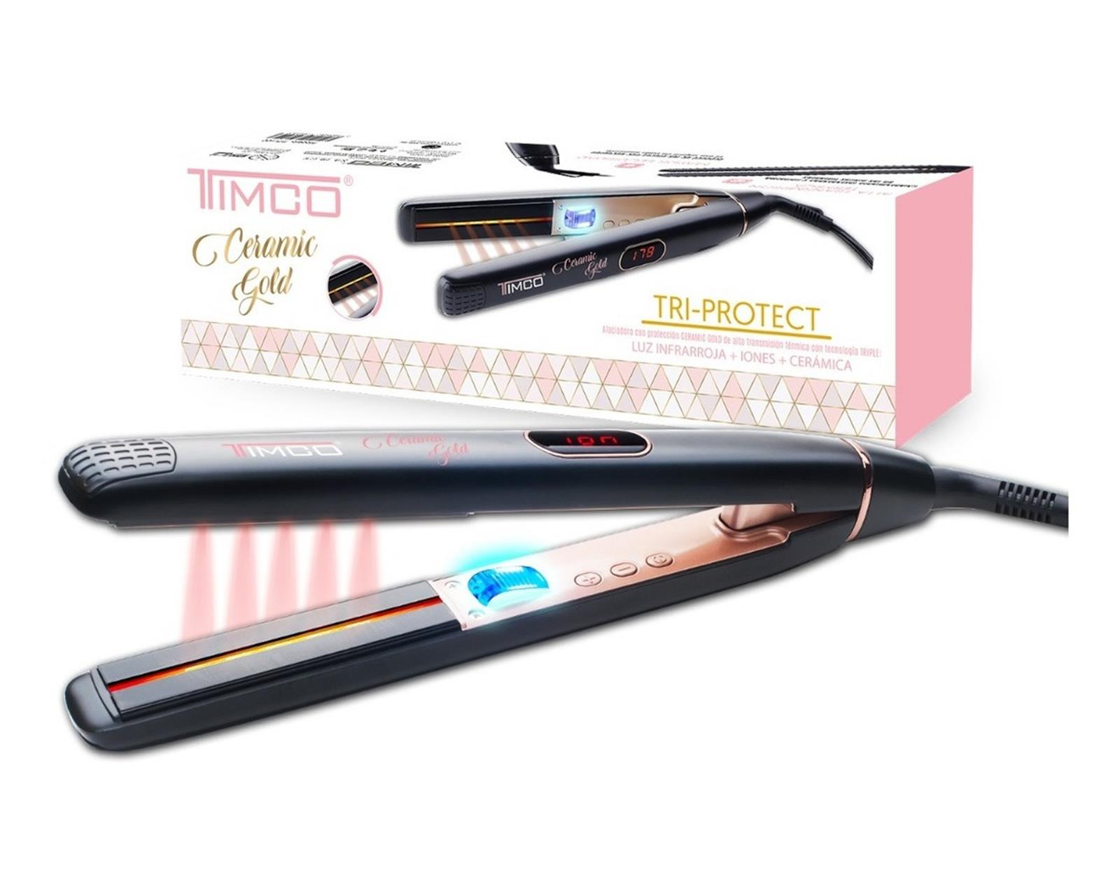 Foto 2 pulgar | Plancha Alaciadora de Cabello TIMCO TIT-400 color Beige Ceramic Gold 3X Tri-Protect