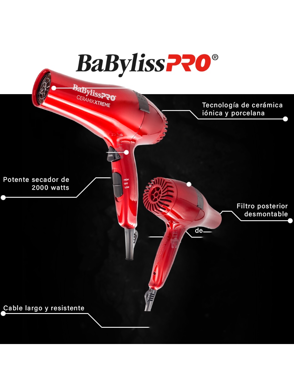 Foto 5 pulgar | Combo de Plancha 230c y Secadora Babyliss Pro2000 W Ceramix Xtreme