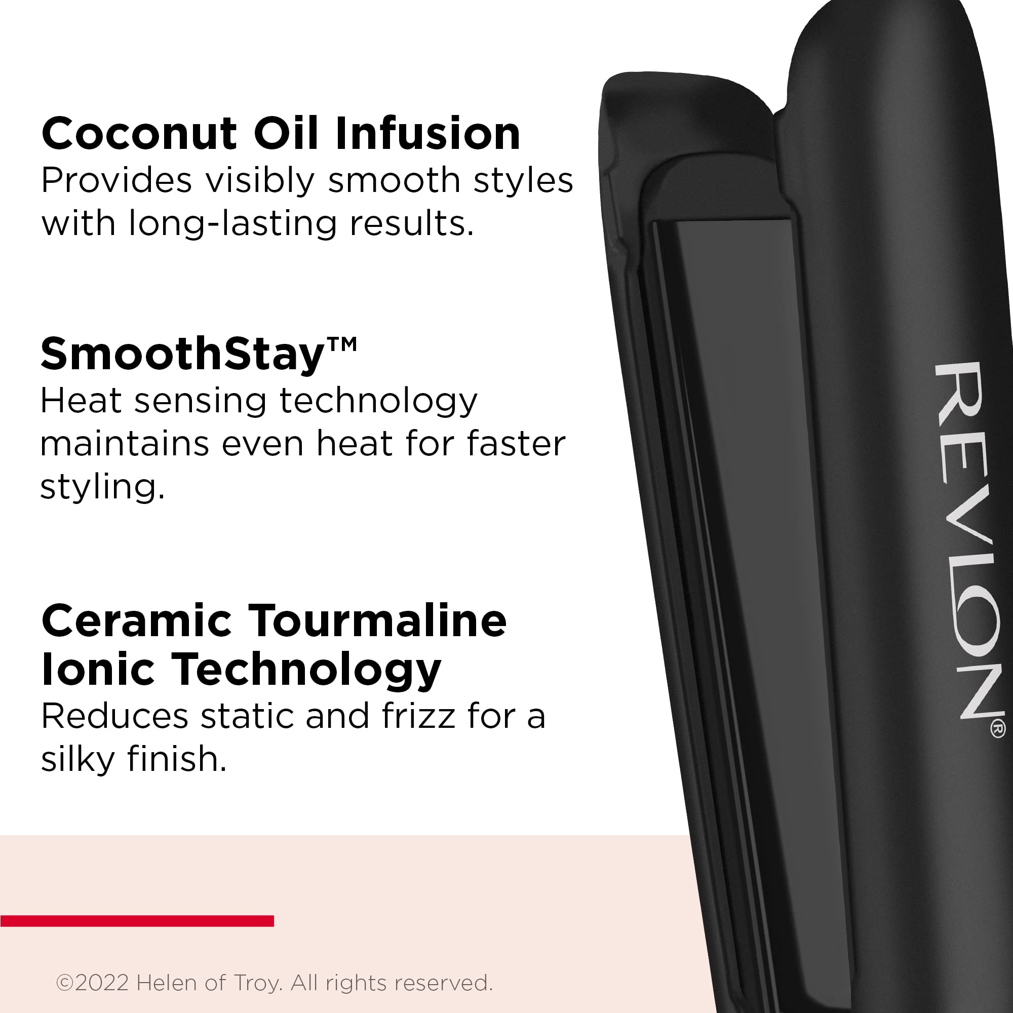 Foto 3 pulgar | Plancha de Pelo Revlon Smoothstay con Placas Imbuidas en Aceite de Coco 1'' - Venta Internacional