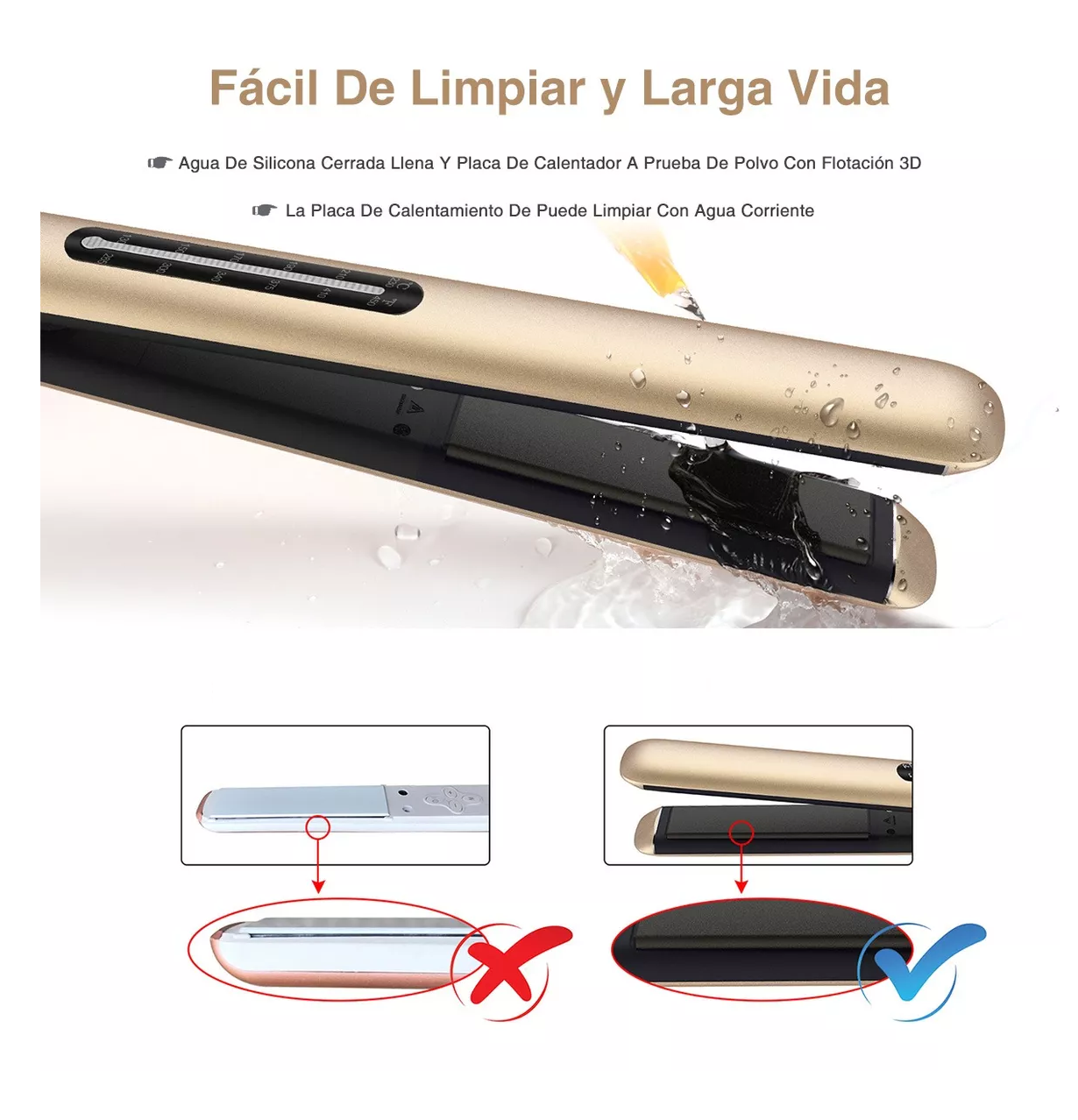 Foto 4 pulgar | Plancha Alaciadora para Cabello Belug Dorada