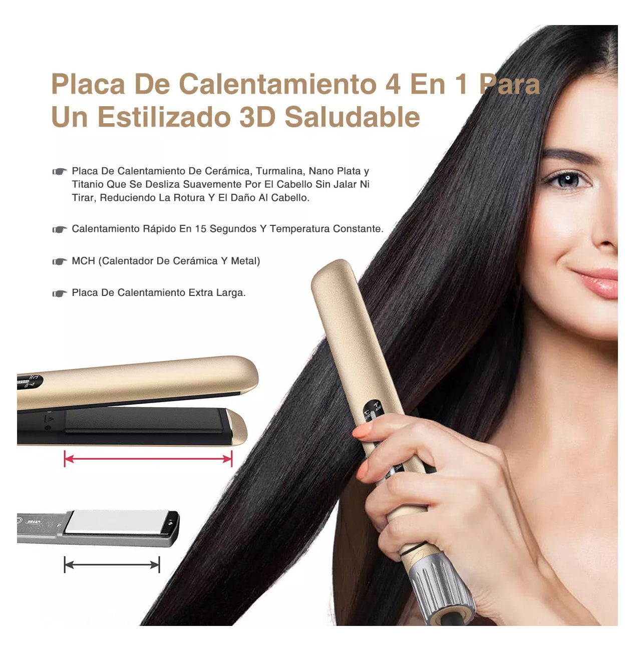 Foto 5 pulgar | Plancha Alaciadora para Cabello Belug Dorada