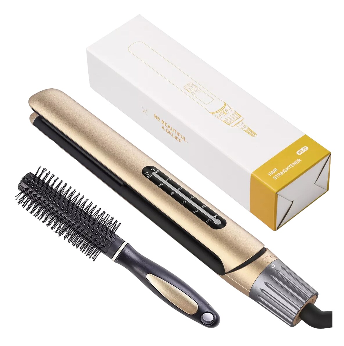 Plancha para Cabello + Cepillo Lab.G Dorados $1,529