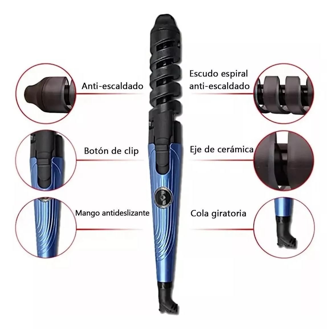 Foto 4 pulgar | Kit De Plancha Alaciadora 450° + Tenaza Rizadora Cabello, Azul