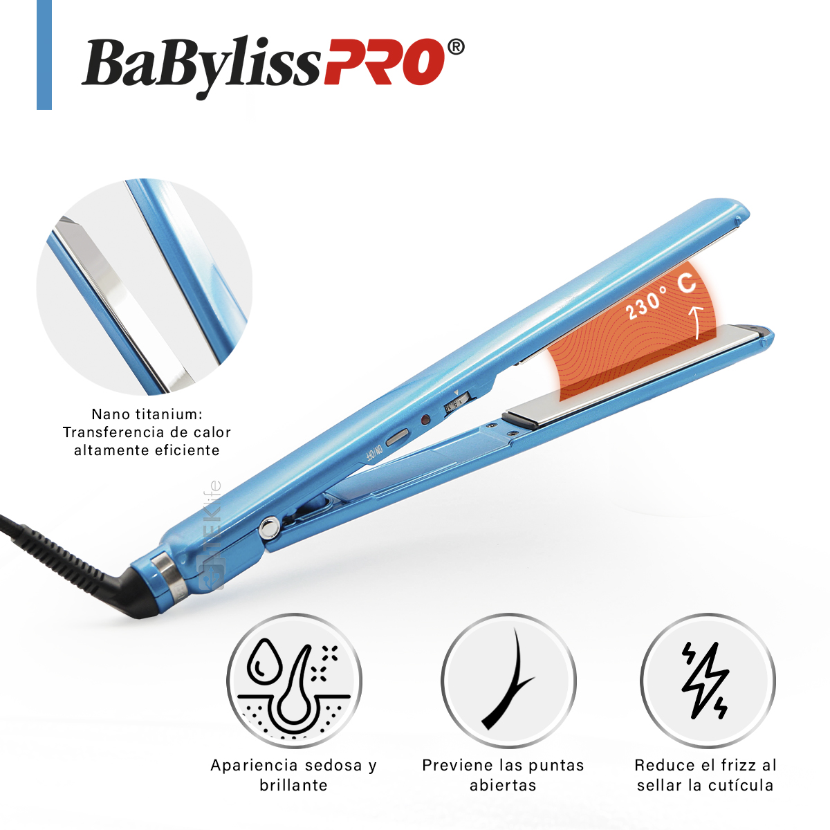 Foto 4 pulgar | Plancha para Cabello BaBylissPRO Nano Titanium BNT4072 Azul