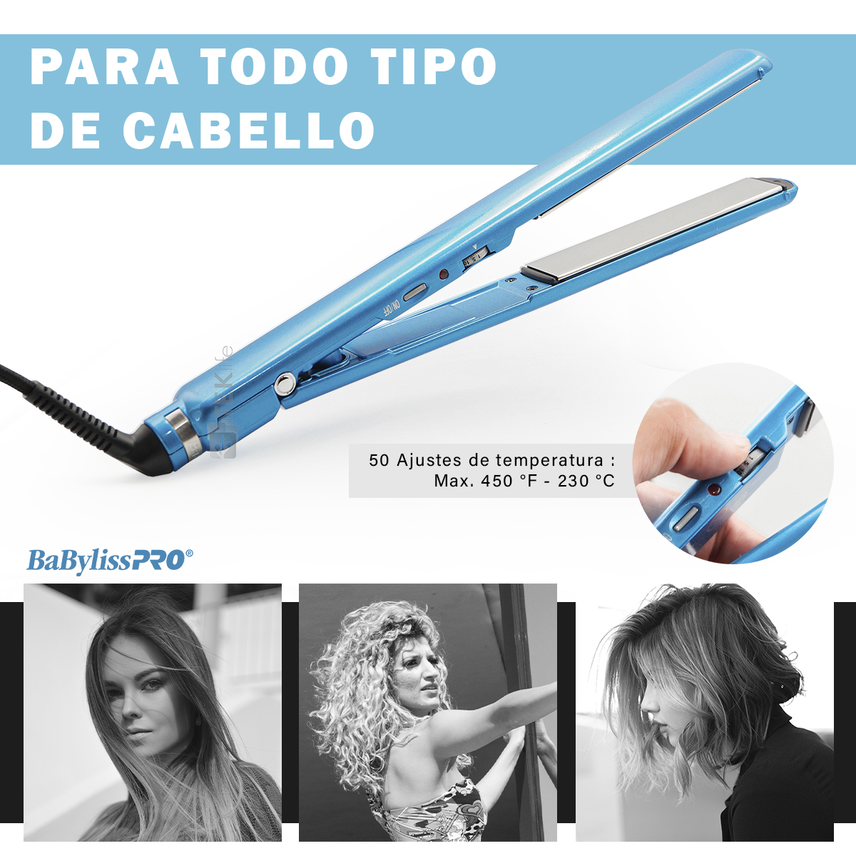 Foto 6 pulgar | Plancha para Cabello BaBylissPRO Nano Titanium BNT4072 Azul