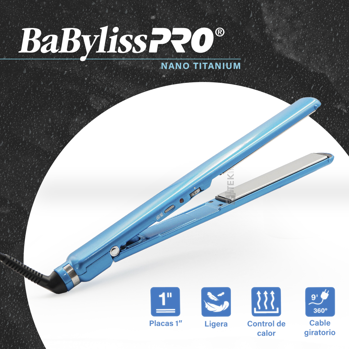 Foto 9 pulgar | Plancha para Cabello BaBylissPRO Nano Titanium BNT4072 Azul