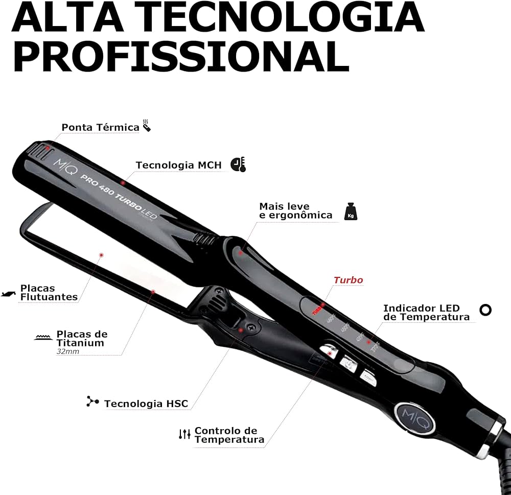 Foto 3 pulgar | Plancha Para Cabello Mq Professional Pro480 Turbo Led Titanium