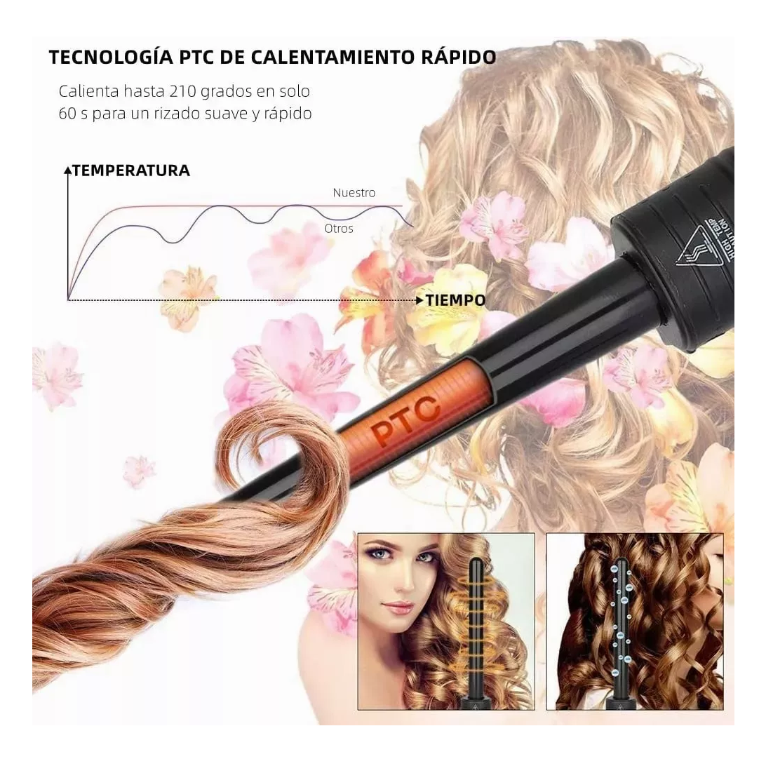 Foto 4 pulgar | Rizadora de Cabello Belug 3 en 1 Negra + Accesorios