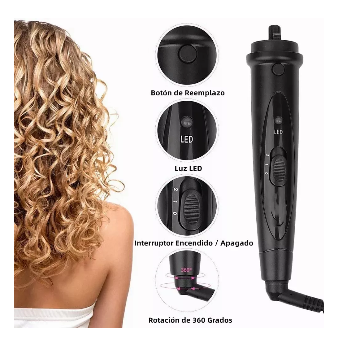 Foto 5 pulgar | Rizadora de Cabello Belug 3 en 1 Negra + Accesorios