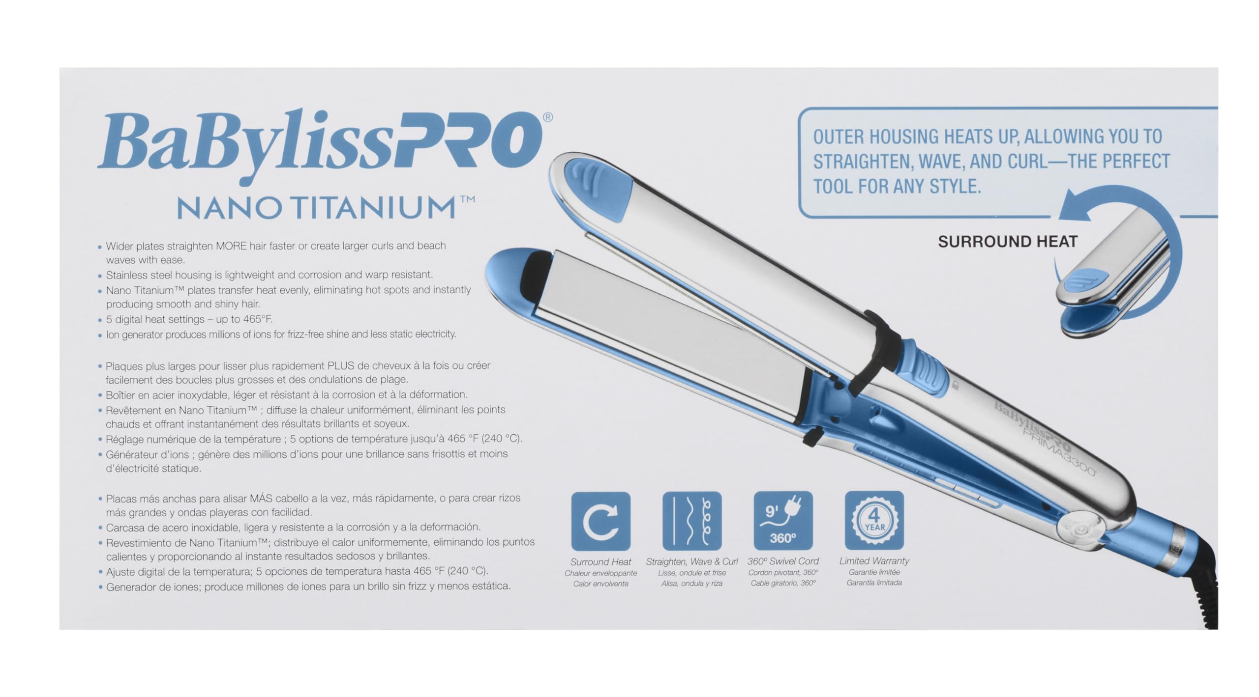 Foto 4 | Plancha Babylisspro Nano Titanium Prima 1.5'' - Venta Internacional