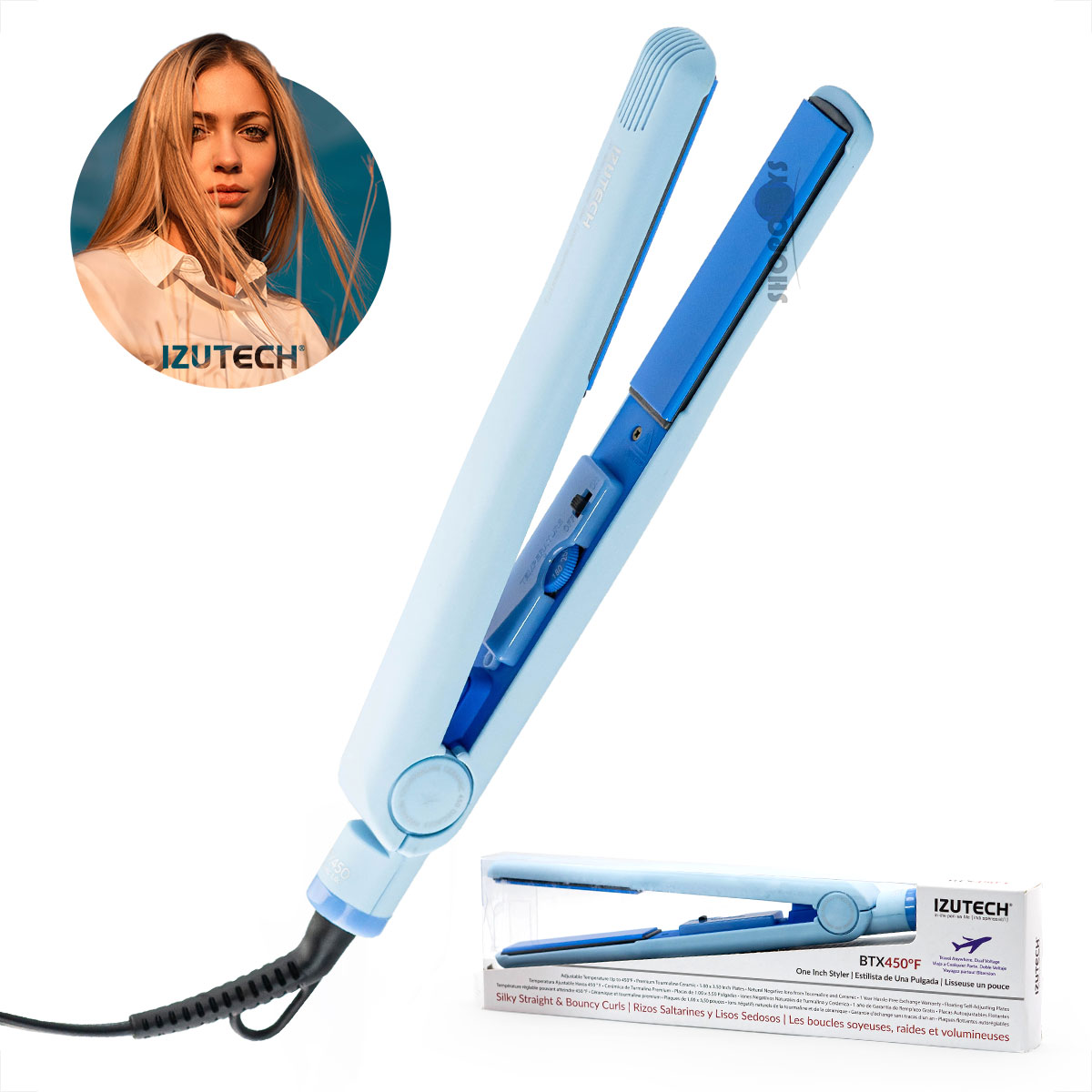 Plancha para Cabello Izutech Placas Premium Temperatura 450° Azul