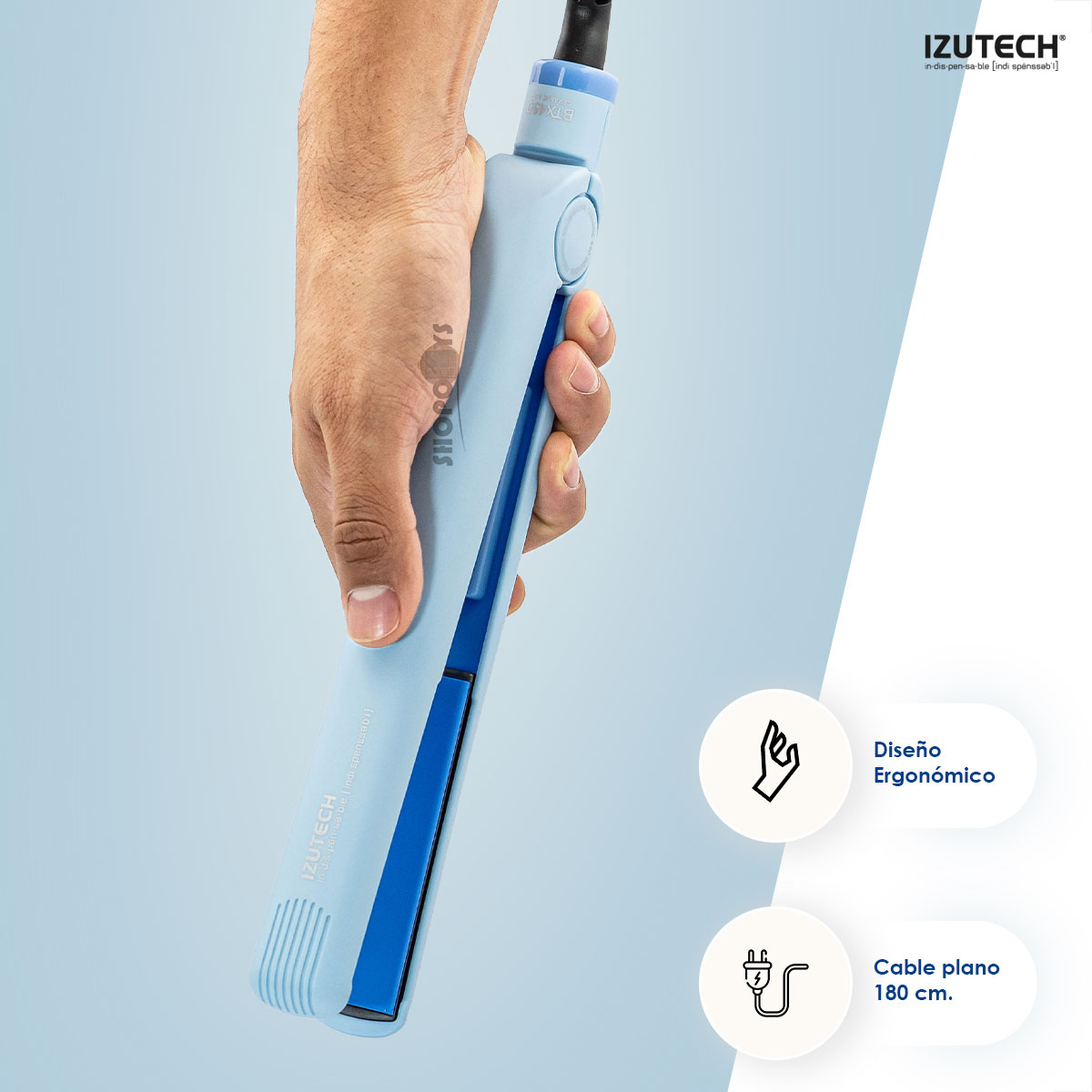 Foto 7 | Plancha para Cabello Izutech Placas Premium Temperatura 450° Azul