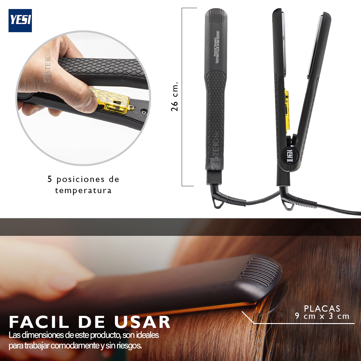 Foto 3 pulgar | Plancha De Cabello Yesi Ii Placas 100% De Titanio Sin Frizz