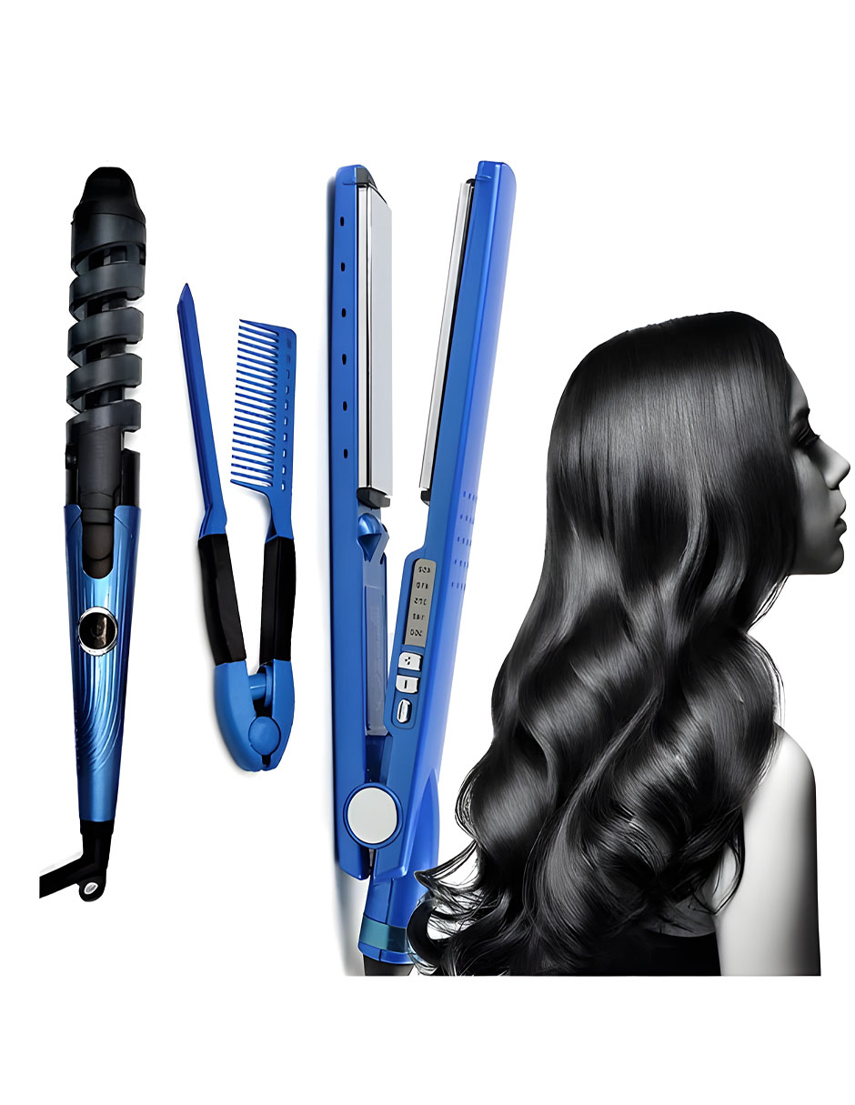 Foto 5 pulgar | Kit De Plancha Alaciadora 450°f+tenaza Rizadora Cabello Pelo