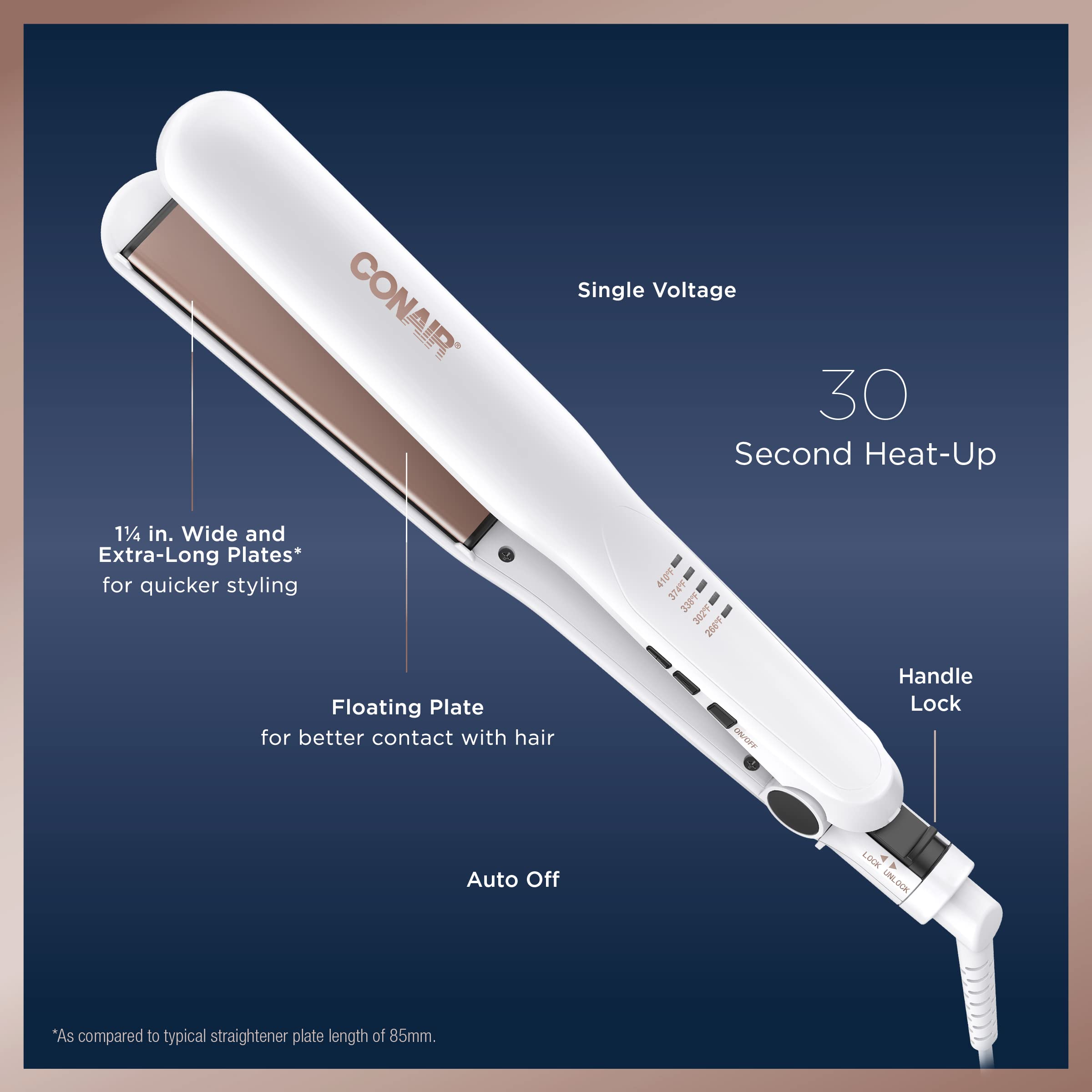 Foto 4 | Plancha De Pelo Flat Iron Conair De Doble Cerámica De 1 1/4 Pulgadas - Venta Internacional.