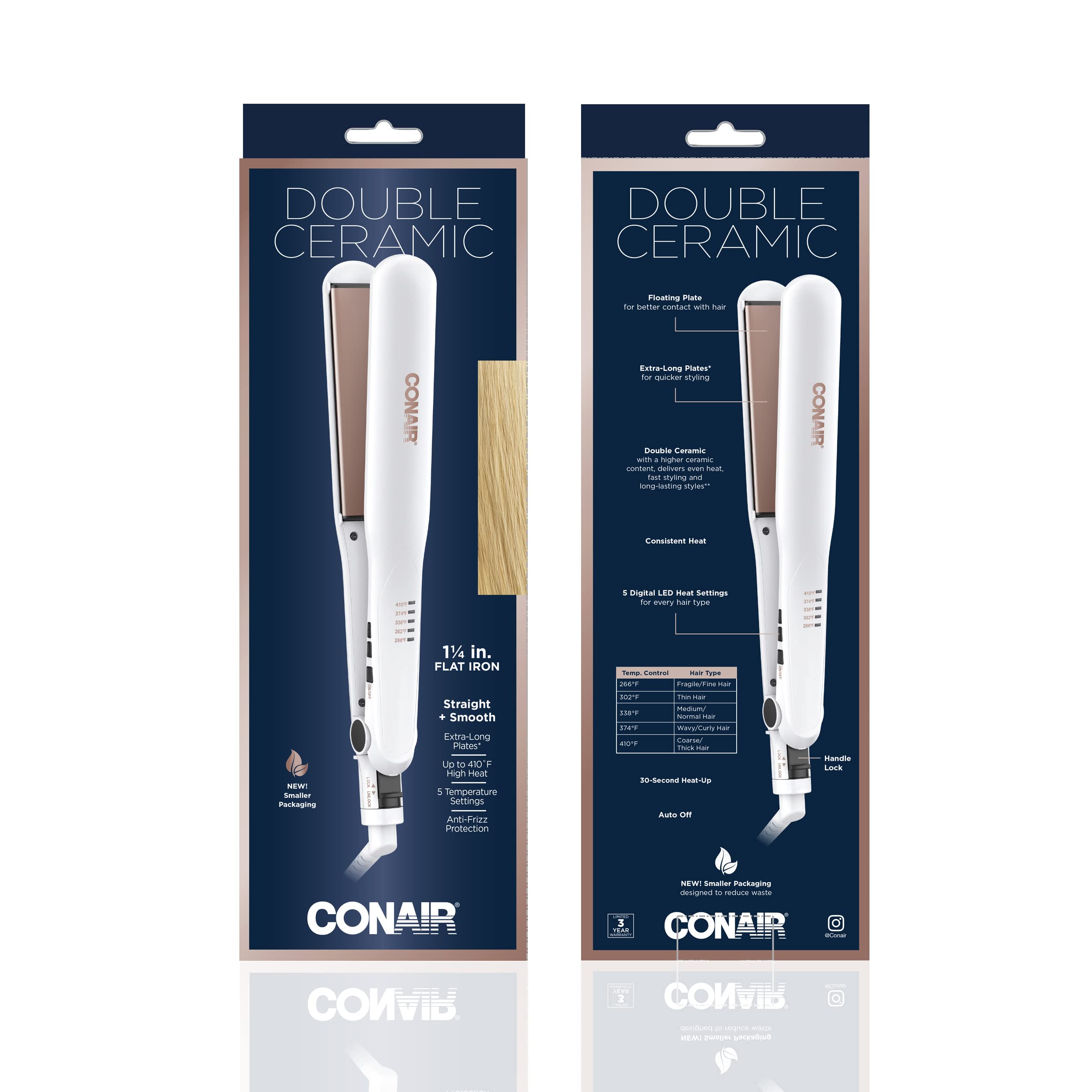 Foto 7 | Plancha De Pelo Flat Iron Conair De Doble Cerámica De 1 1/4 Pulgadas - Venta Internacional.