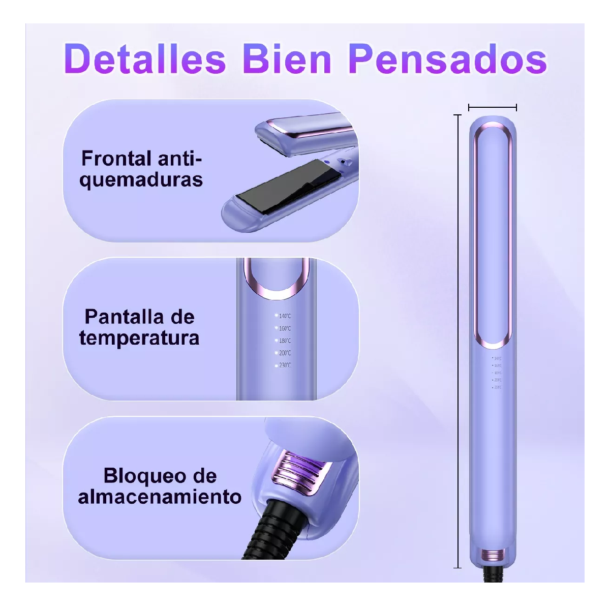 Foto 5 pulgar | Plancha Para Cabello Profesional Para Mojado Y Seco Cerámica Purpura