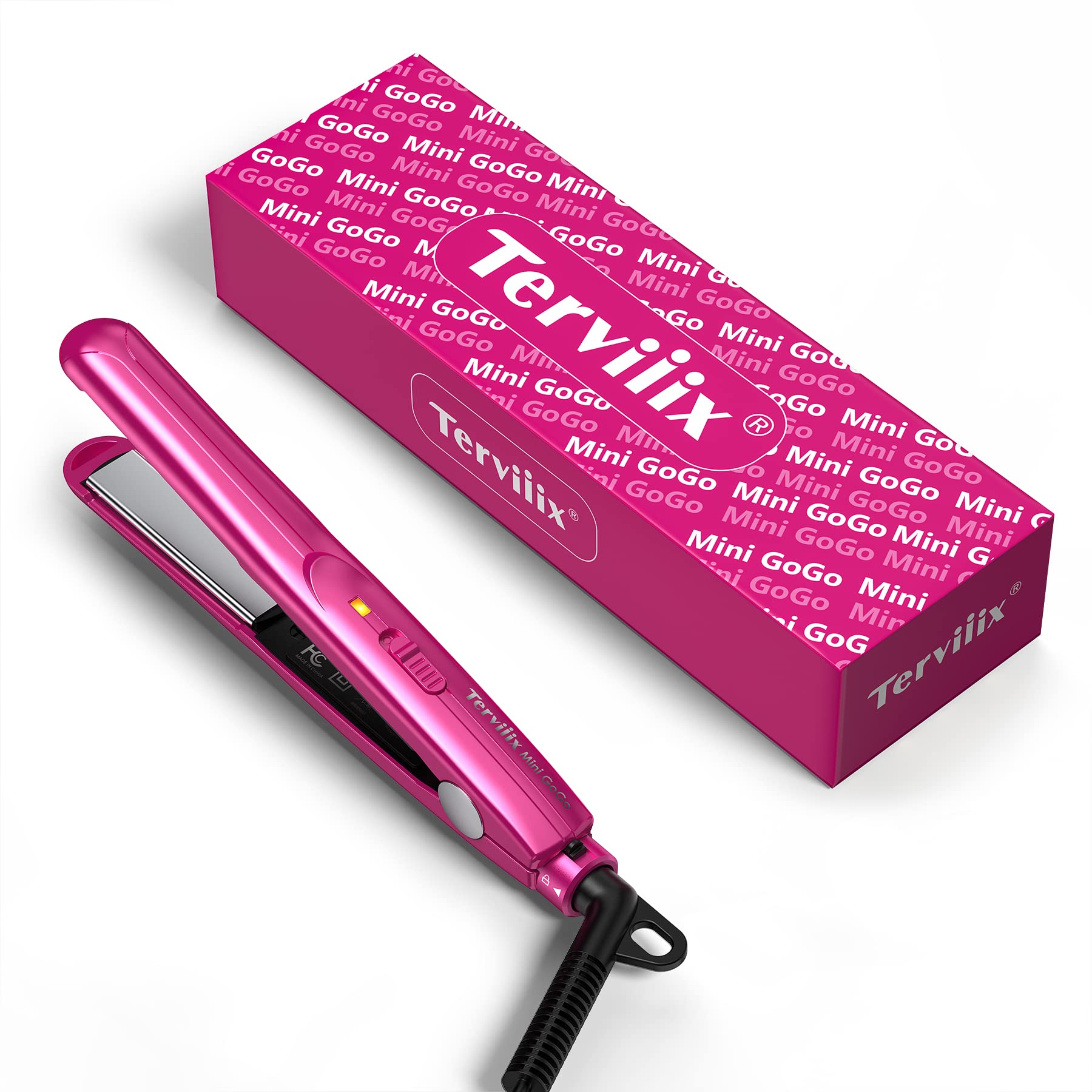 Plancha Alisadora De Cerámica Flat Iron Terviiix Mini De 1,2 Cm, Color Rosa - Venta Internacional.