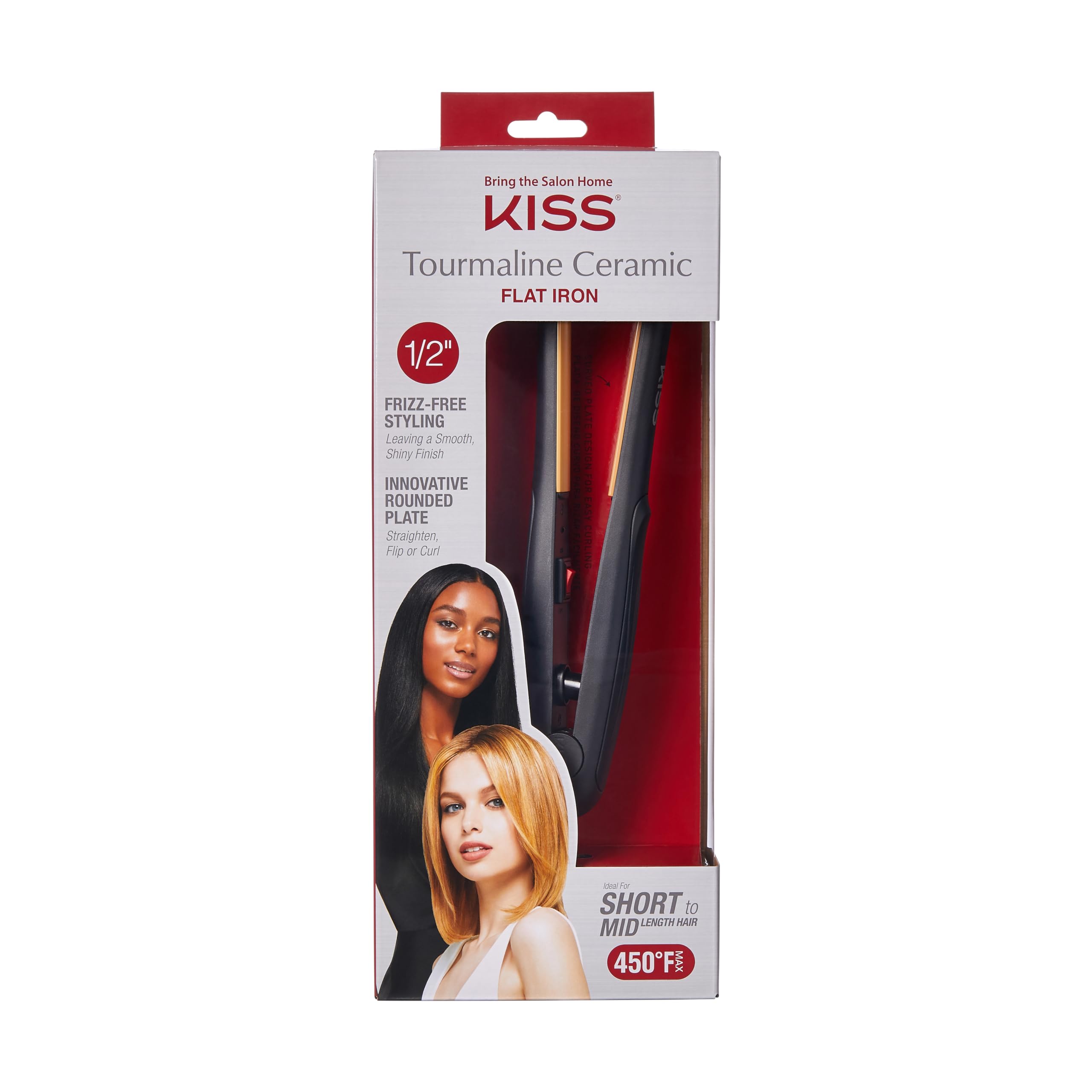 Foto 2 pulgar | Plancha Alisadora De Pelo De Cerámica Con Turmalina Flat Iron Kiss De 1,2 Cm - Venta Internacional.