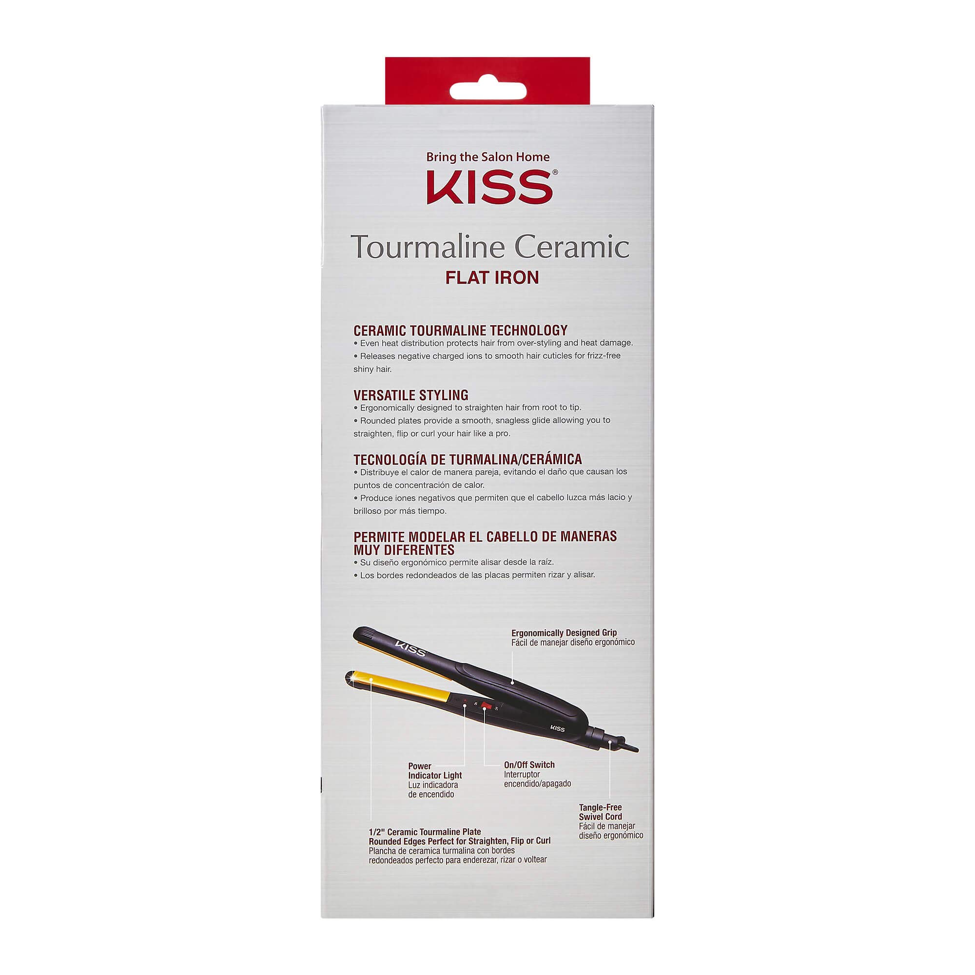 Foto 5 pulgar | Plancha Alisadora De Pelo De Cerámica Con Turmalina Flat Iron Kiss De 1,2 Cm - Venta Internacional.