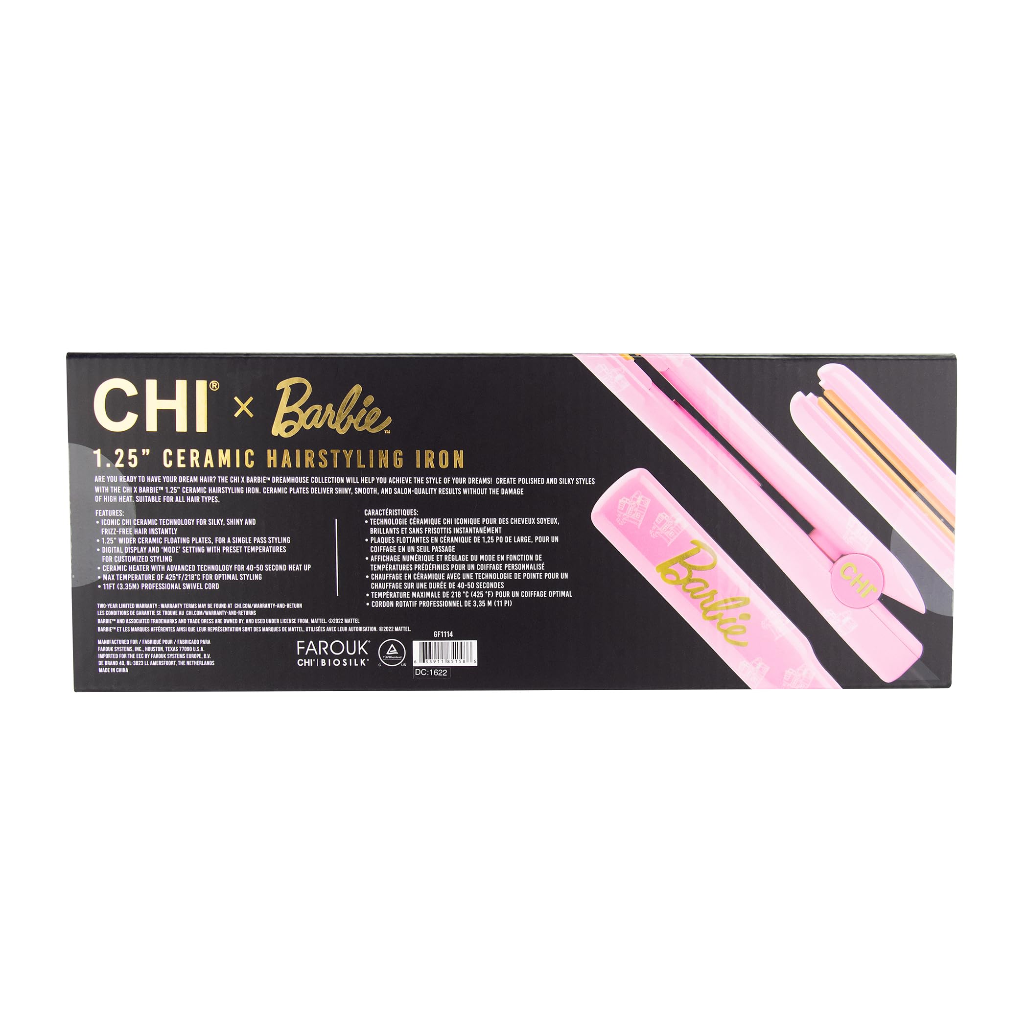 Foto 2 | Peinado De Cerámica Flat Iron Chi X Barbie 1.25 Iron Pink - Venta Internacional.