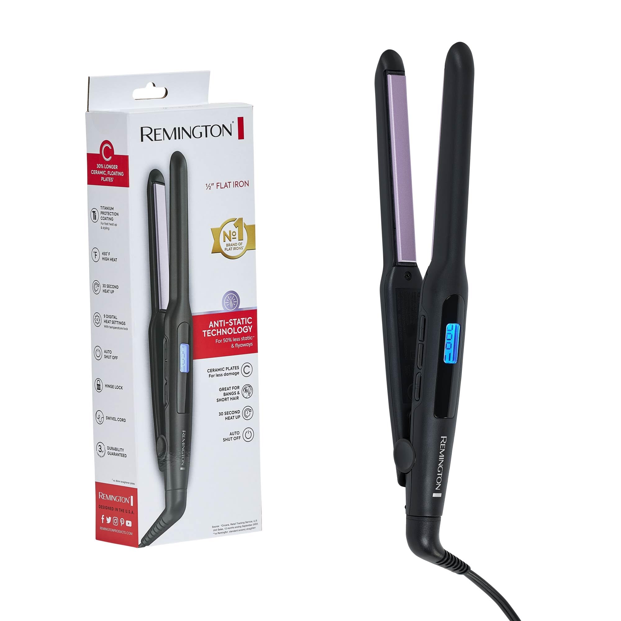 Foto 5 | Plancha De Pelo Flat Iron Remington, 1/2 Pulgada, Titanio - Venta Internacional.